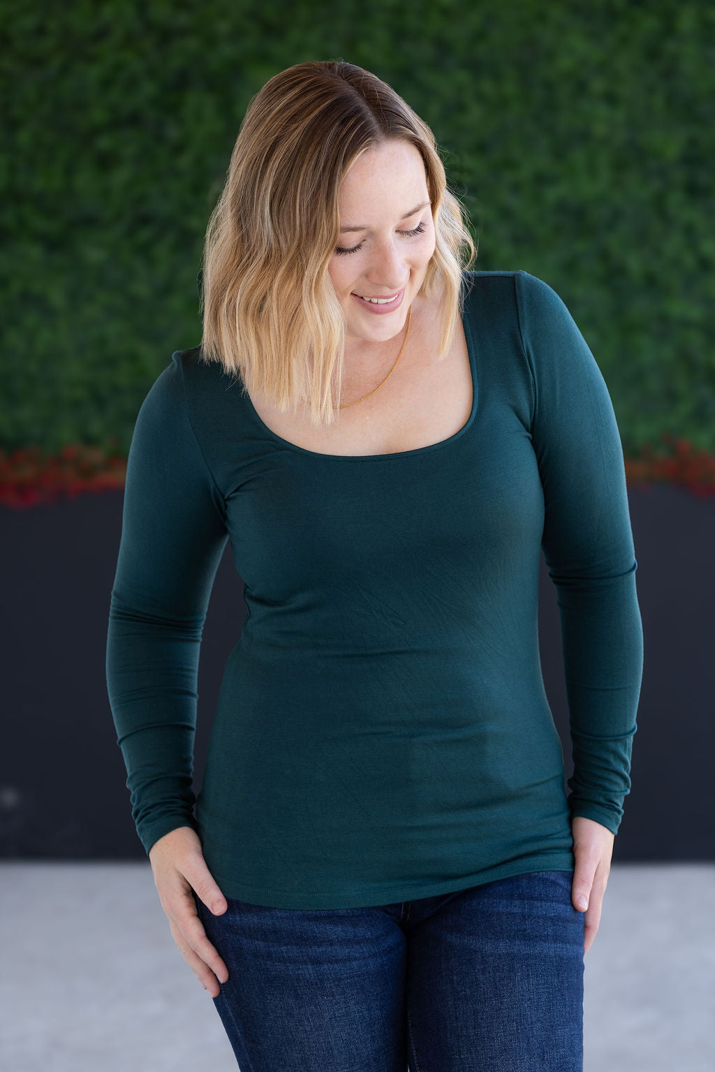 IN STOCK Alyssa Long Sleeve Top - Hunter Green FINAL SALE