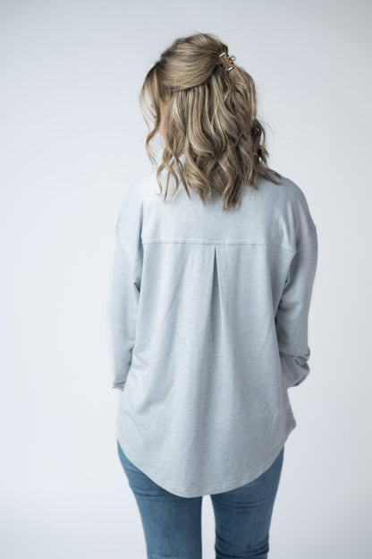 IN STOCK Brenna Button Down Top - Grey FINAL SALE