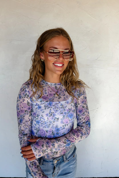 Lavender Spring Mesh Top