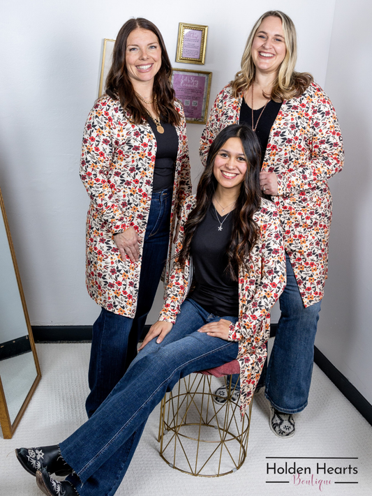 Red Floral Classic Charm Cardigan - Holden Hearts
