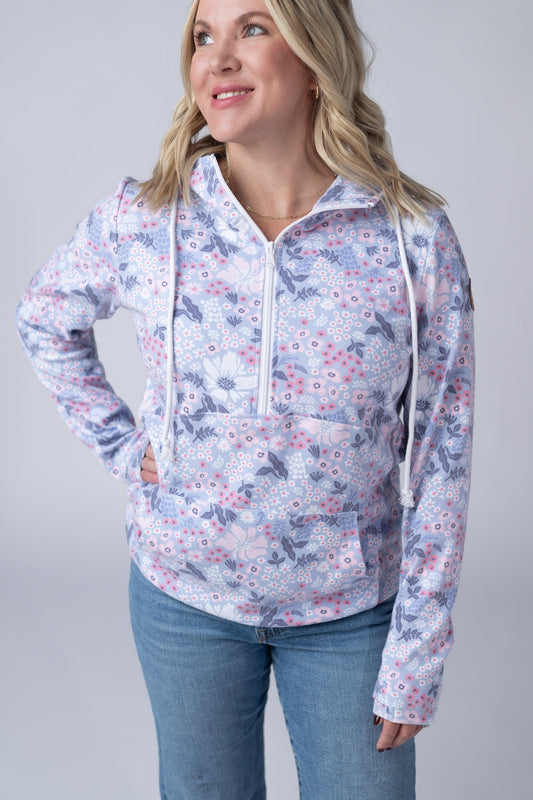 IN STOCK HalfZip Hoodie - Ditsy Blush Floral FINAL SALE
