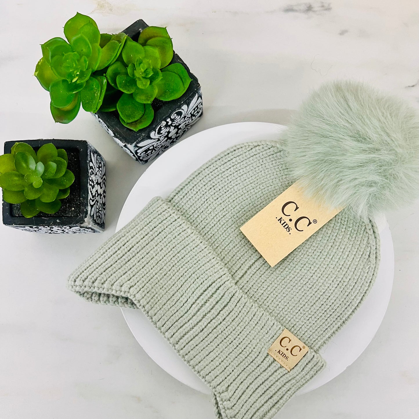 KIDS C.C Double Pom Beanie with Ear Flaps