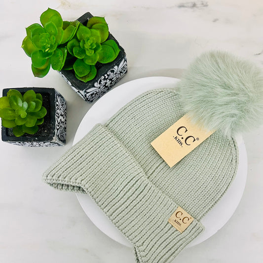 KIDS C.C Double Pom Beanie with Ear Flaps