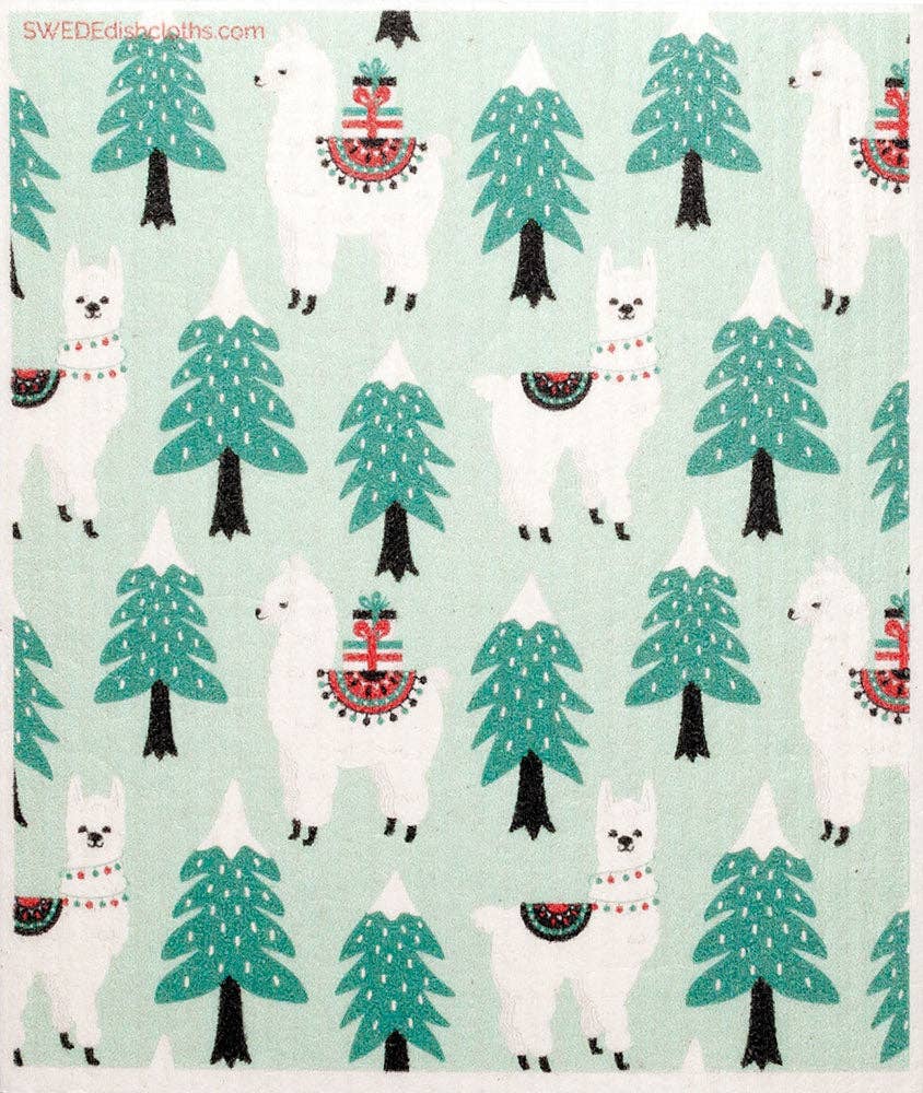 Swedish Dishcloth Christmas Llamas - Holden Hearts