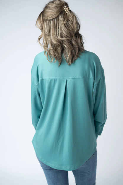 *Brenna Button Down-Teal*