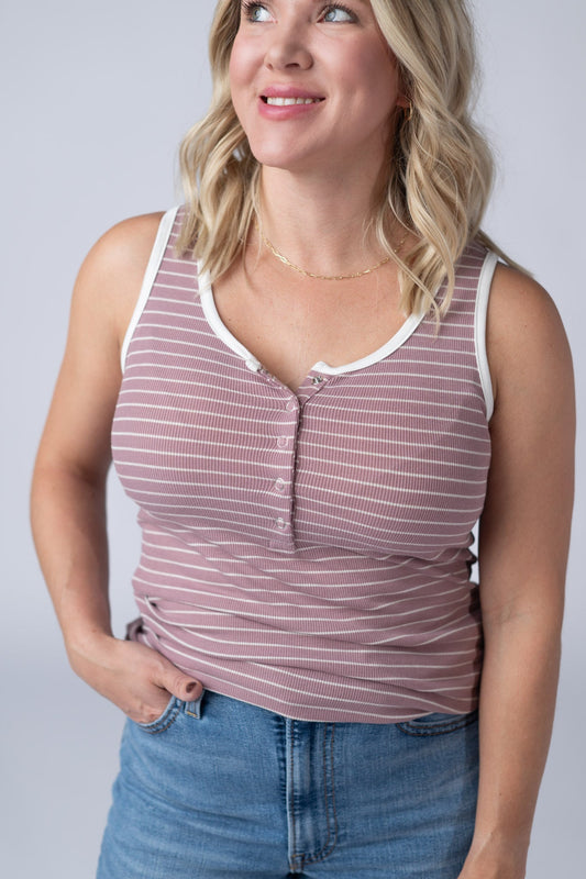 IN STOCK Shiloh Button Snap Tank - Dusty Rose FINAL SALE
