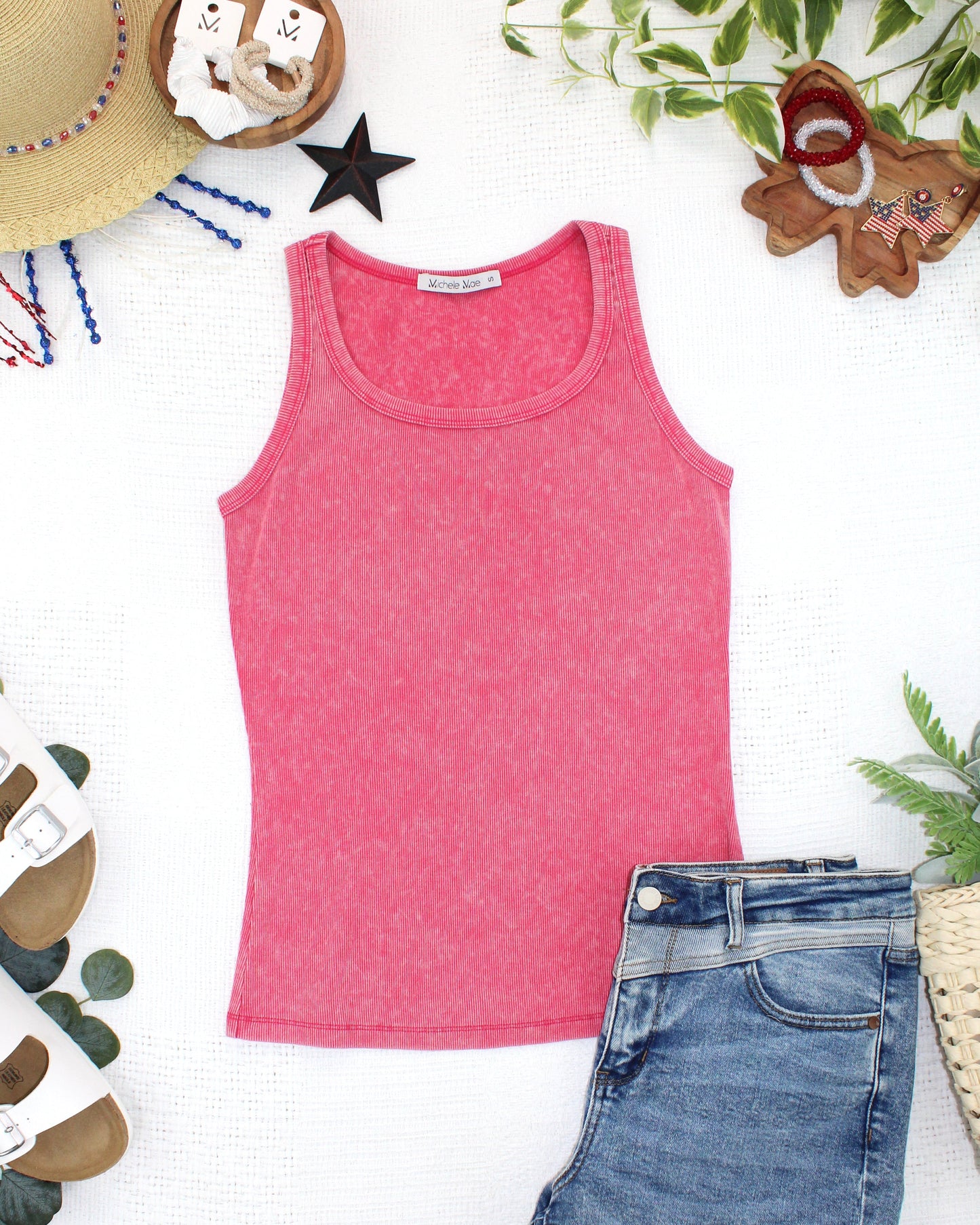 IN STOCK Audrey Vintage Wash Tank - Red FINAL SALE