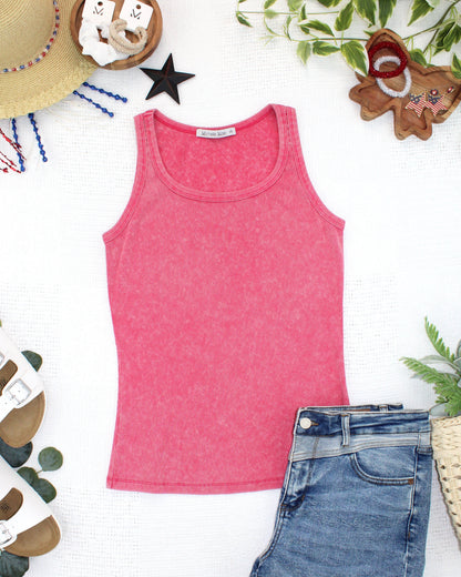 IN STOCK Audrey Vintage Wash Tank - Red FINAL SALE