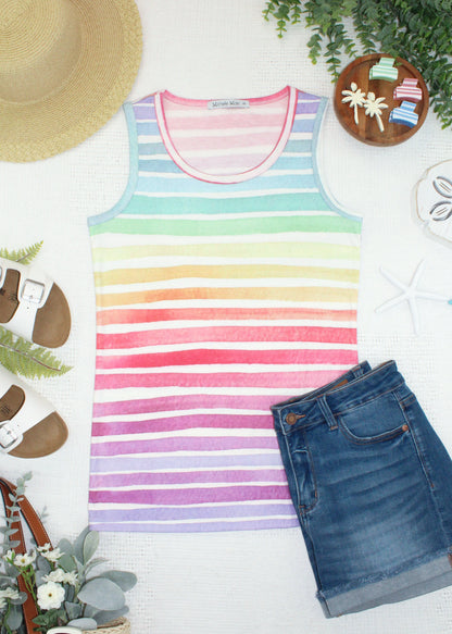IN STOCK Ava Tank - Rainbow Stripes FINAL SALE