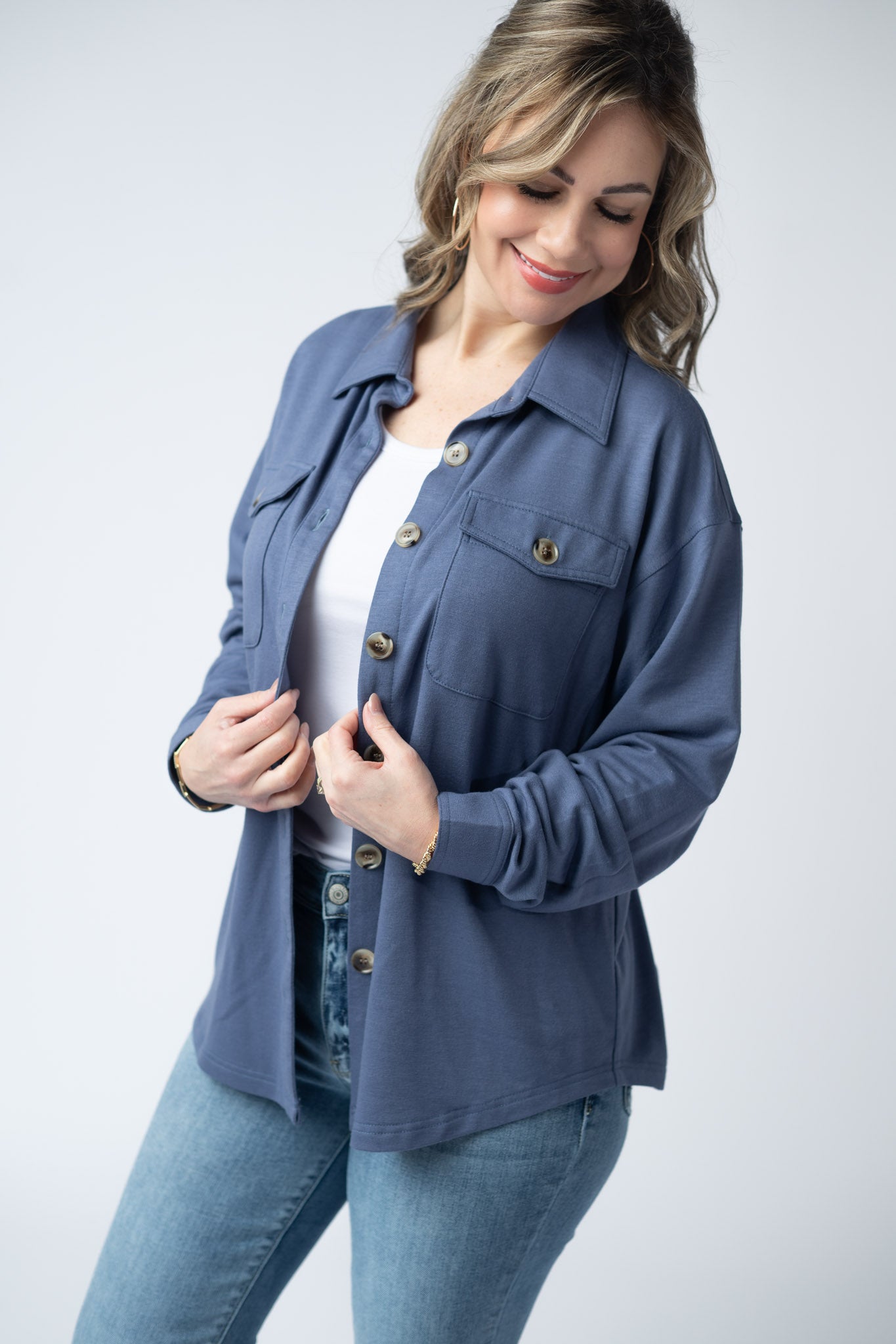 *Brenna Button Down Top - Denim*