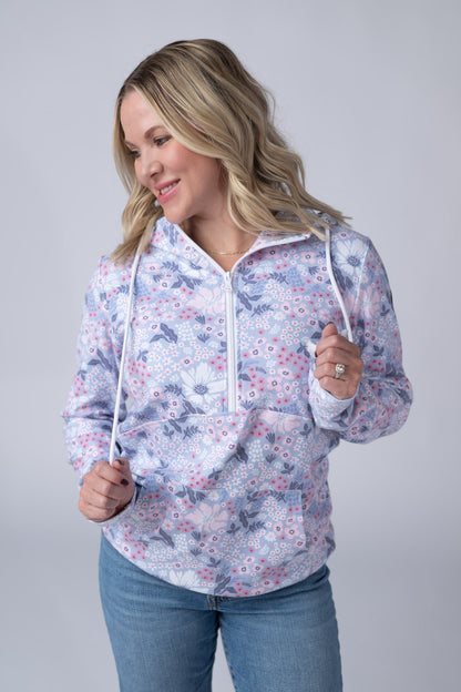 IN STOCK HalfZip Hoodie - Ditsy Blush Floral FINAL SALE