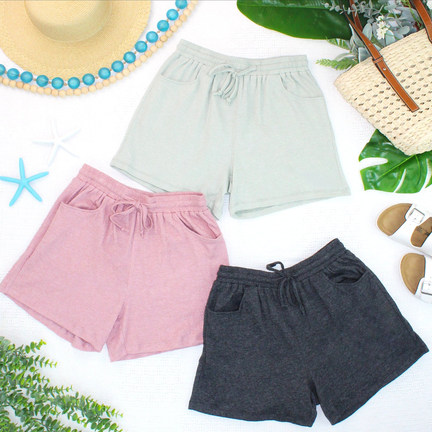 Candice Crinkle Shorts - Charcoal