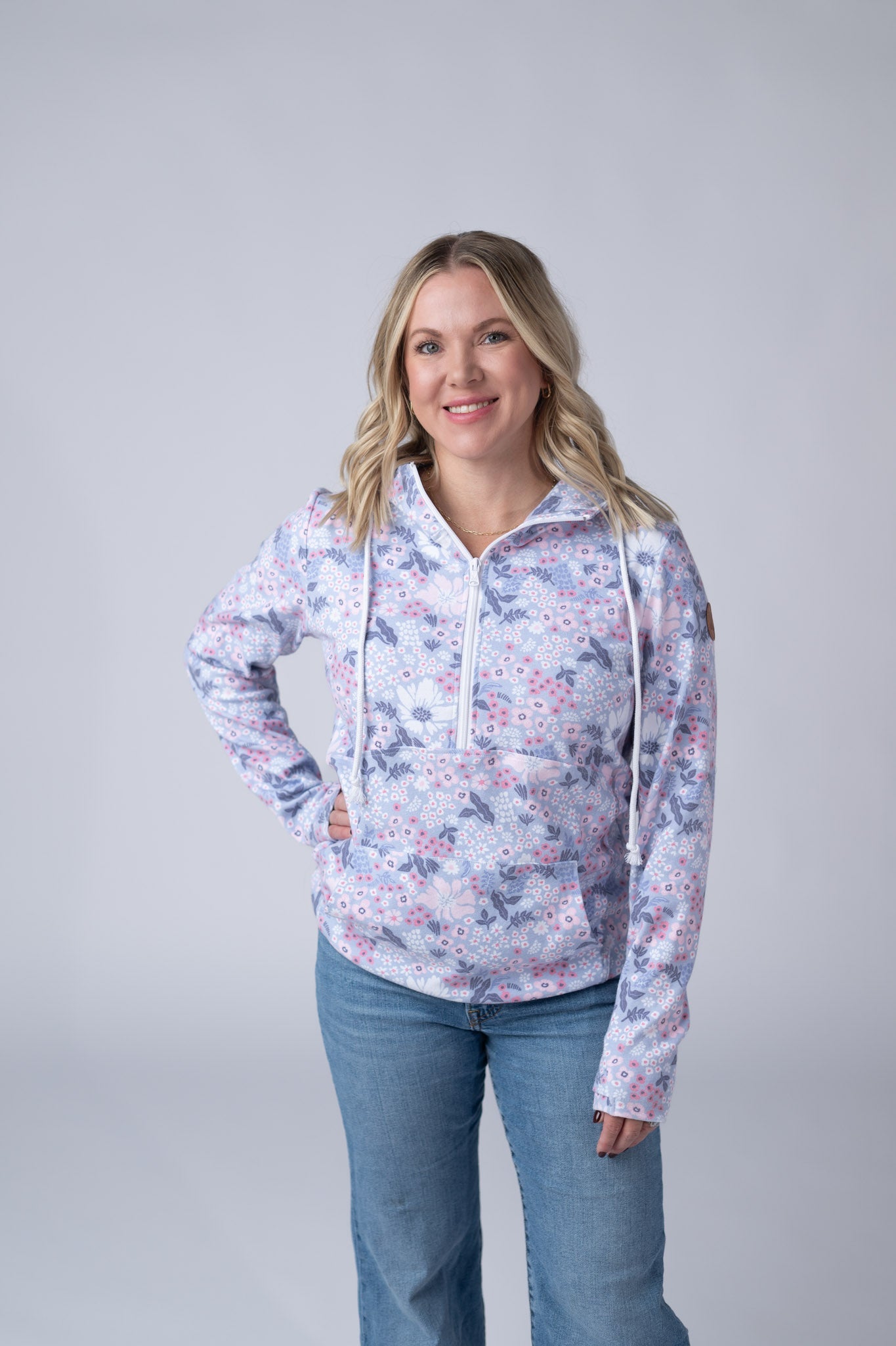 IN STOCK HalfZip Hoodie - Ditsy Blush Floral FINAL SALE