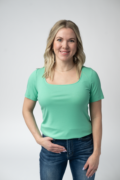 IN STOCK Short Sleeve Alyssa Top - Aquamarine FINAL SALE