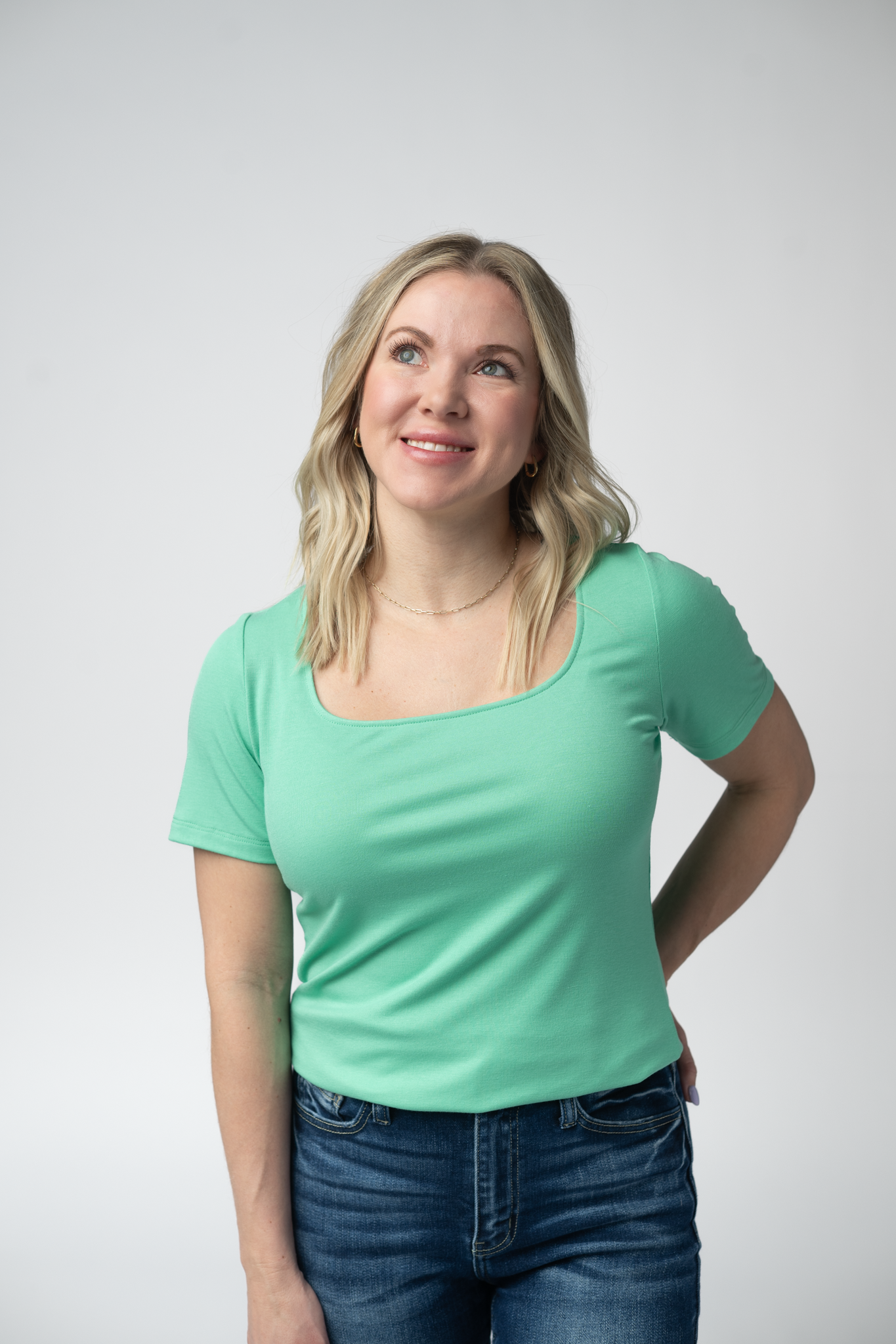 IN STOCK Short Sleeve Alyssa Top - Aquamarine FINAL SALE