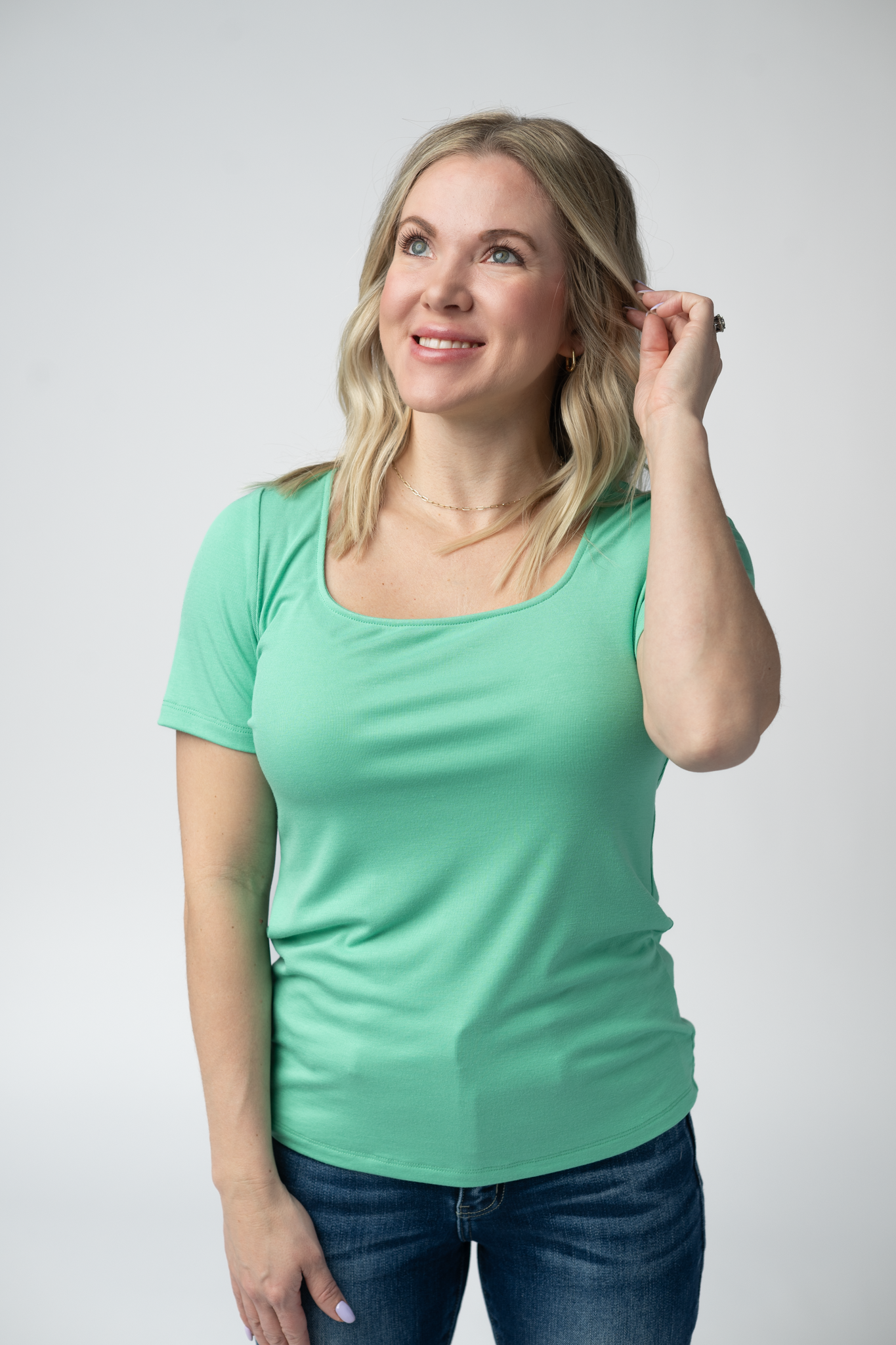 IN STOCK Short Sleeve Alyssa Top - Aquamarine FINAL SALE