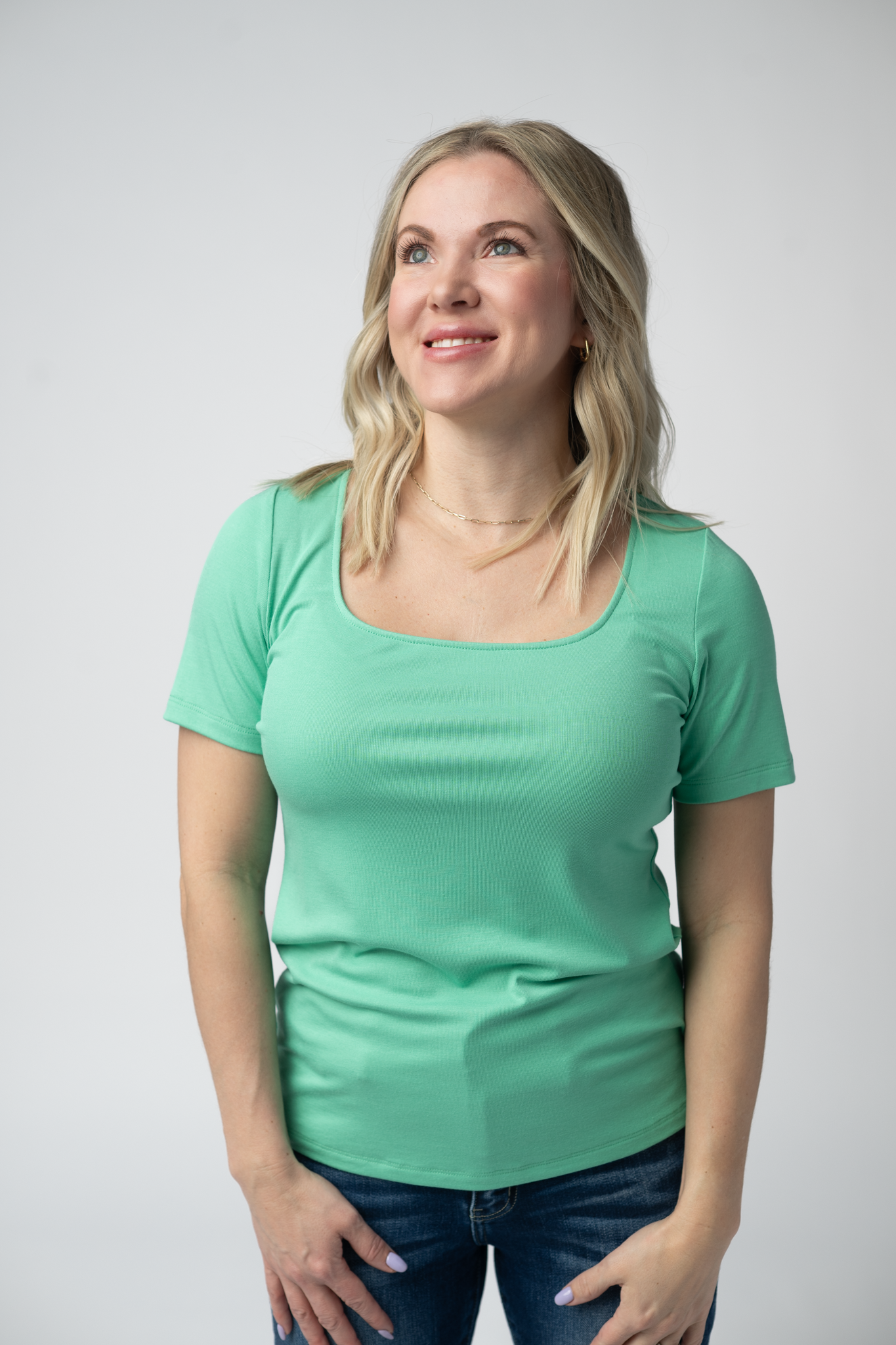 IN STOCK Short Sleeve Alyssa Top - Aquamarine FINAL SALE