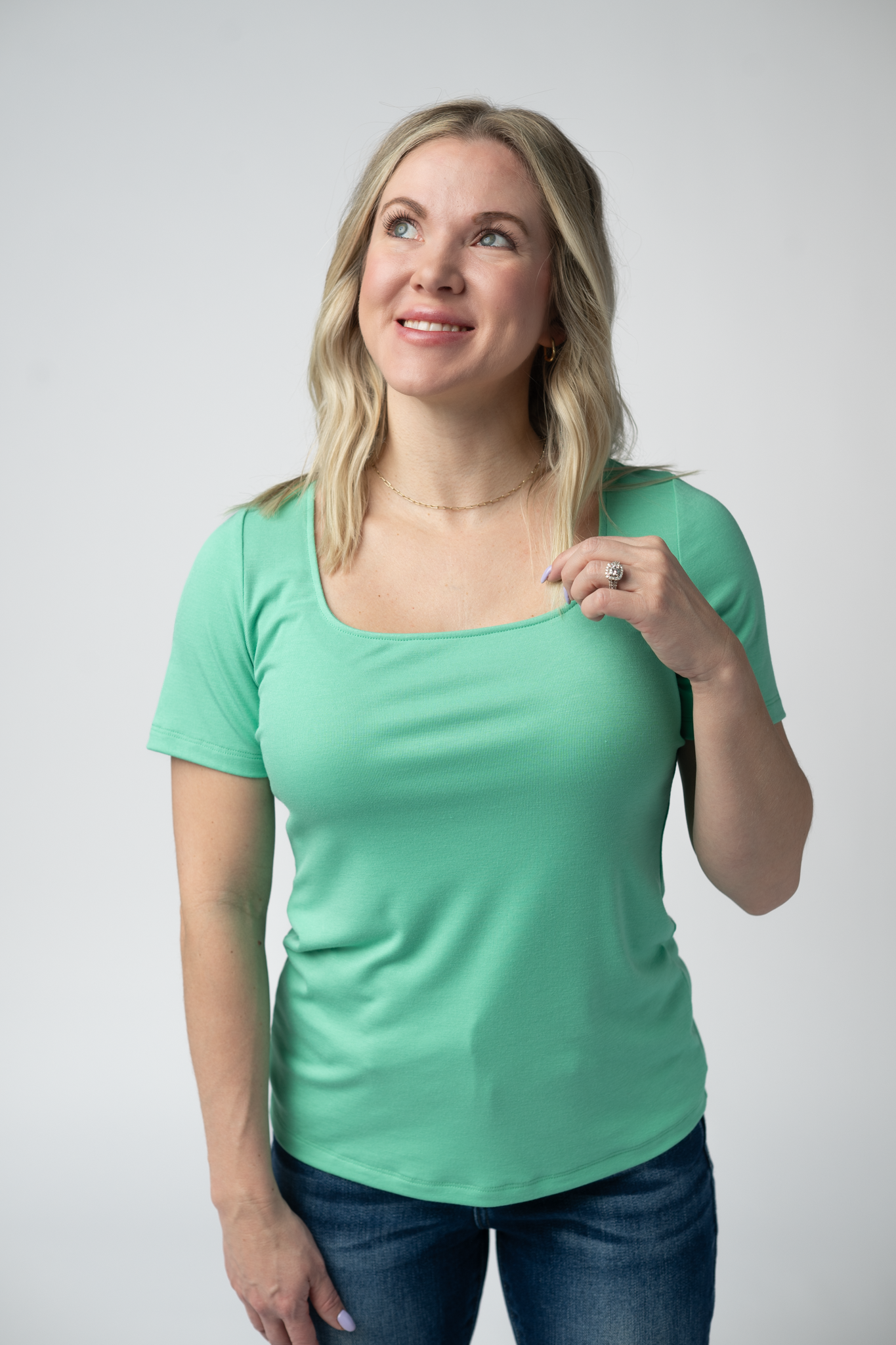 IN STOCK Short Sleeve Alyssa Top - Aquamarine FINAL SALE
