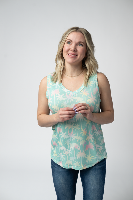 IN STOCK Noelle Tank - Aqua Palm FINAL SALE
