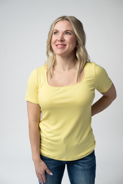IN STOCK Short Sleeve Alyssa Top - Yellow FINAL SALE