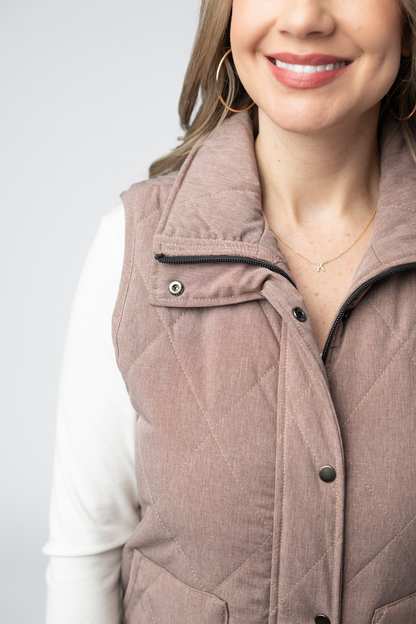 IN STOCK Remy Zip Up Vest - Chestnut