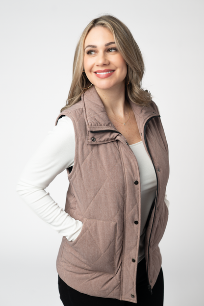 IN STOCK Remy Zip Up Vest - Chestnut