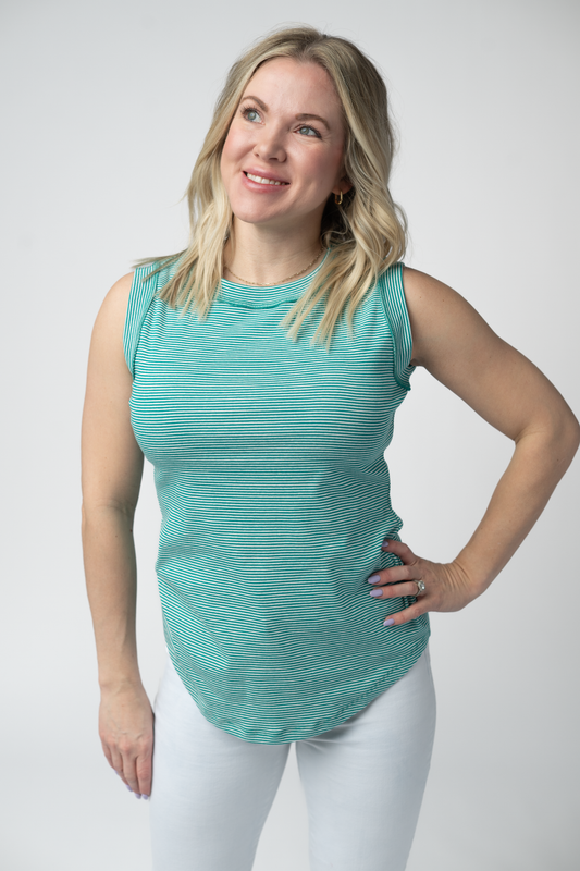 IN STOCK Morgan Micro Striped Tank - Jade
