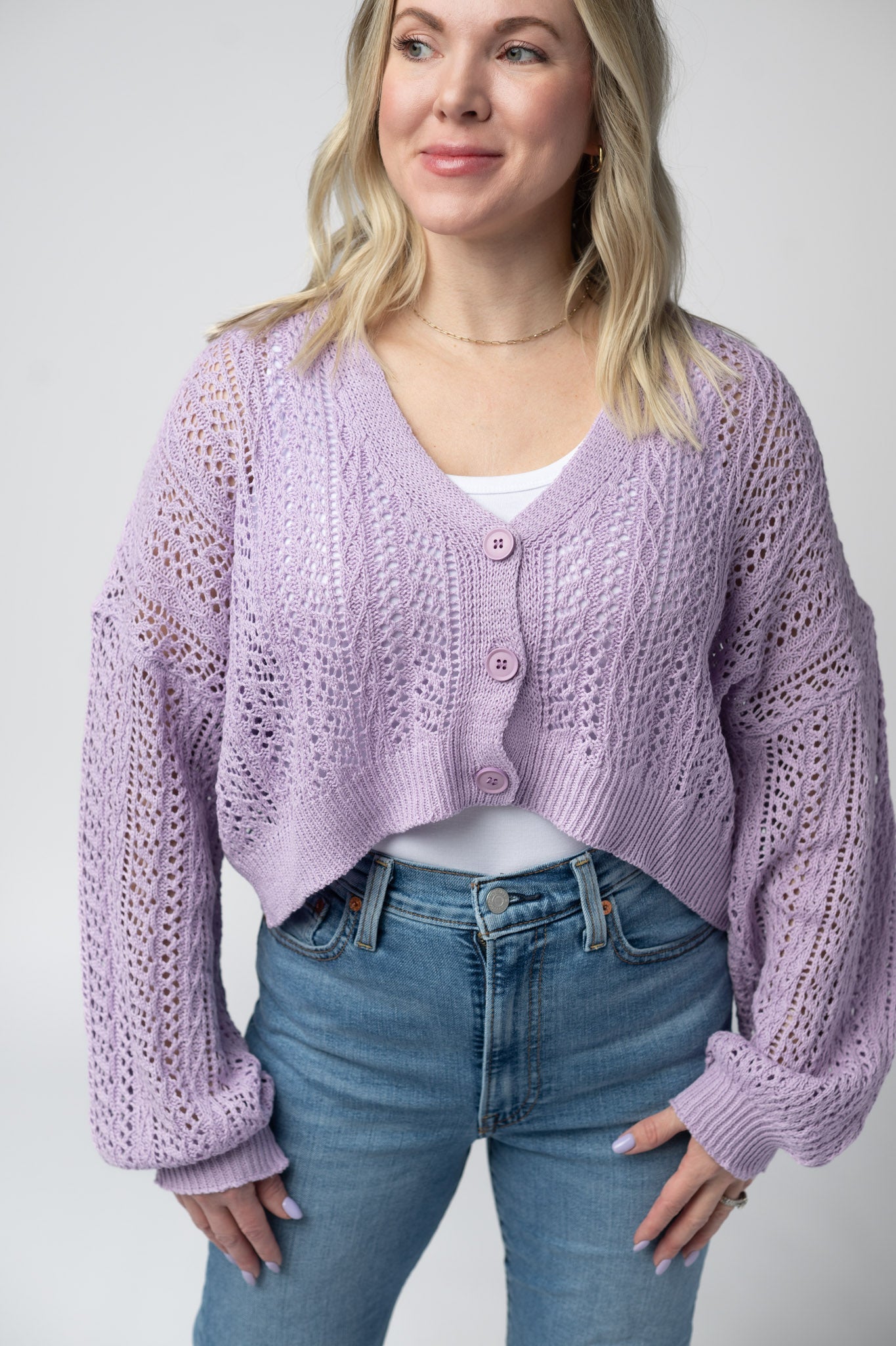 IN STOCK Callie Cropped Cardigan - Lavender