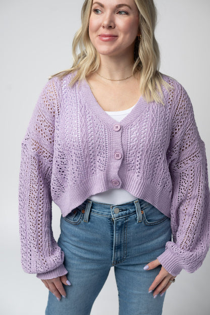 IN STOCK Callie Cropped Cardigan - Lavender