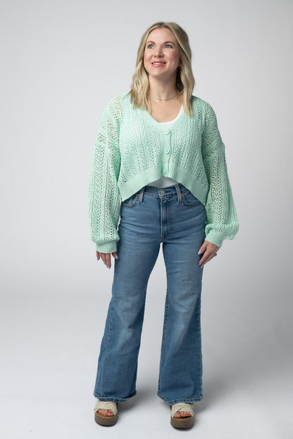 IN STOCK Callie Cropped Cardigan - Mint