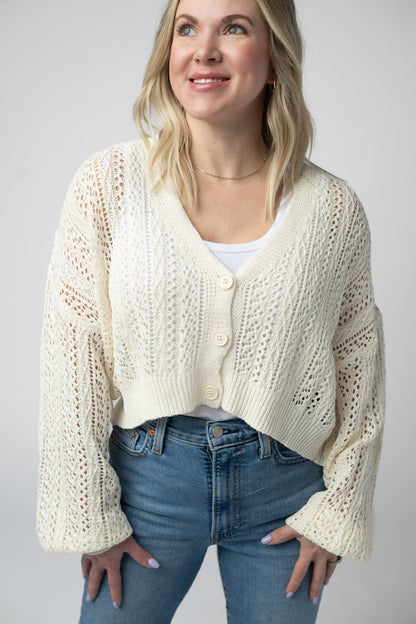 IN STOCK Callie Cropped Cardigan - Ivory