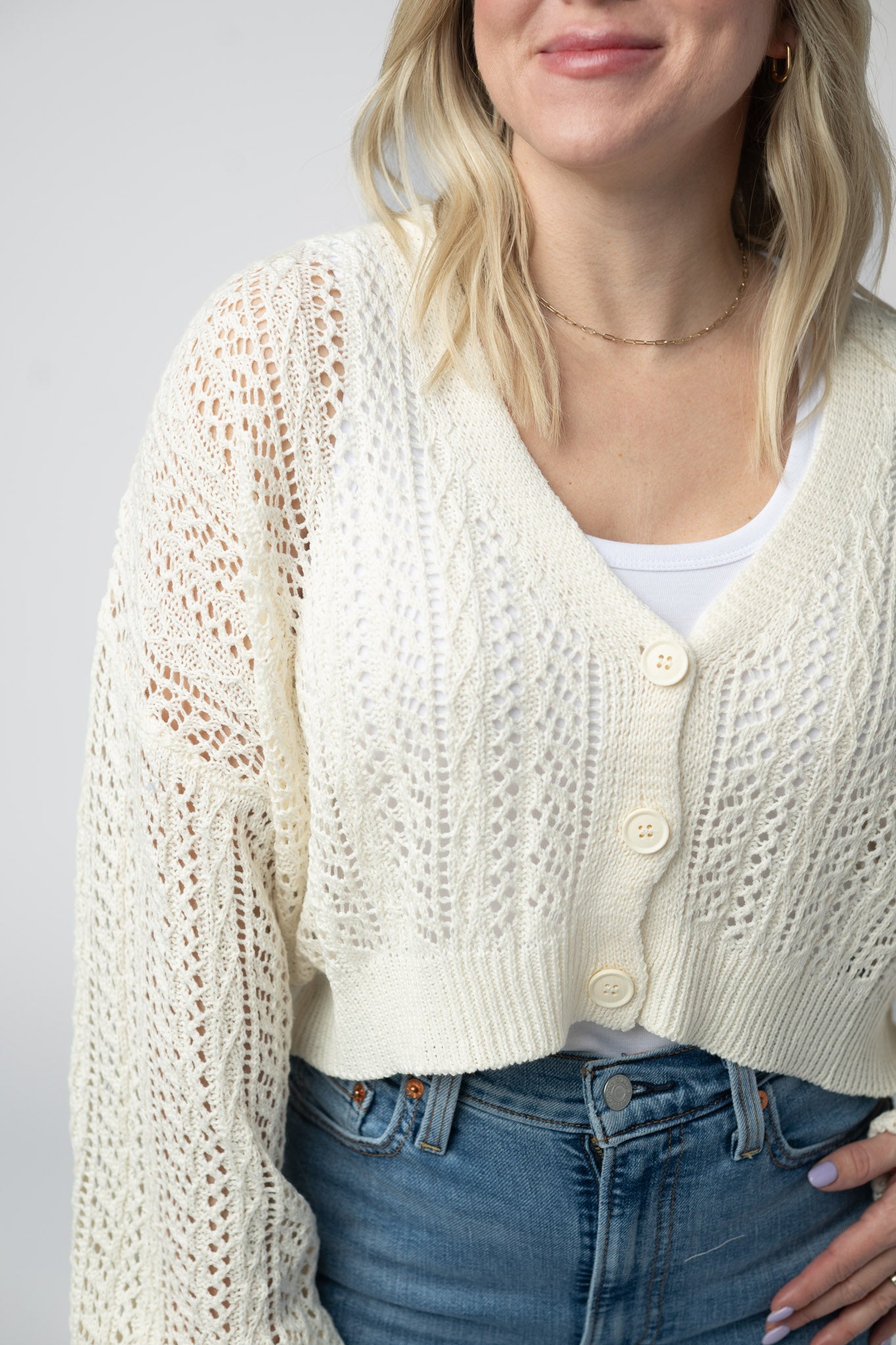 IN STOCK Callie Cropped Cardigan - Ivory