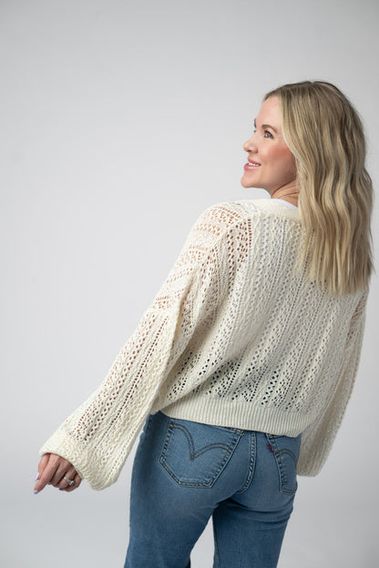 IN STOCK Callie Cropped Cardigan - Ivory
