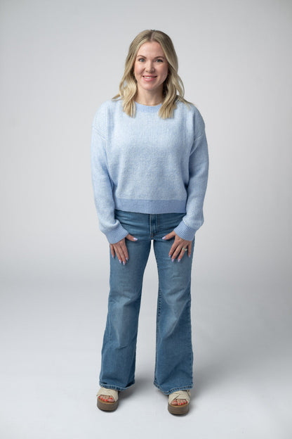 IN STOCK Josie Cozy Crew Sweater - Sky Blue FINAL SALE