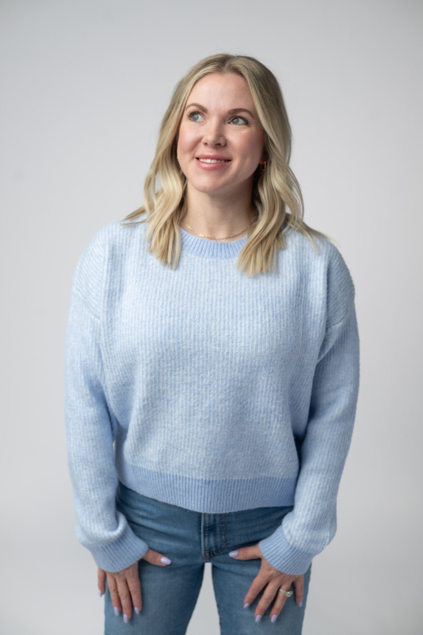 IN STOCK Josie Cozy Crew Sweater - Sky Blue FINAL SALE