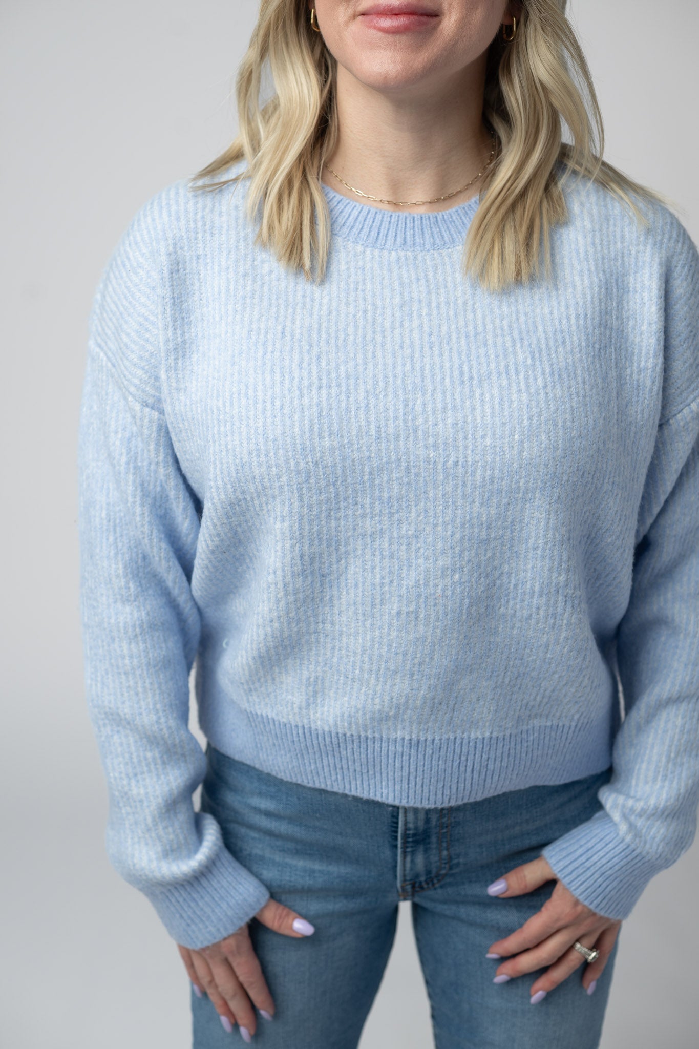IN STOCK Josie Cozy Crew Sweater - Sky Blue FINAL SALE