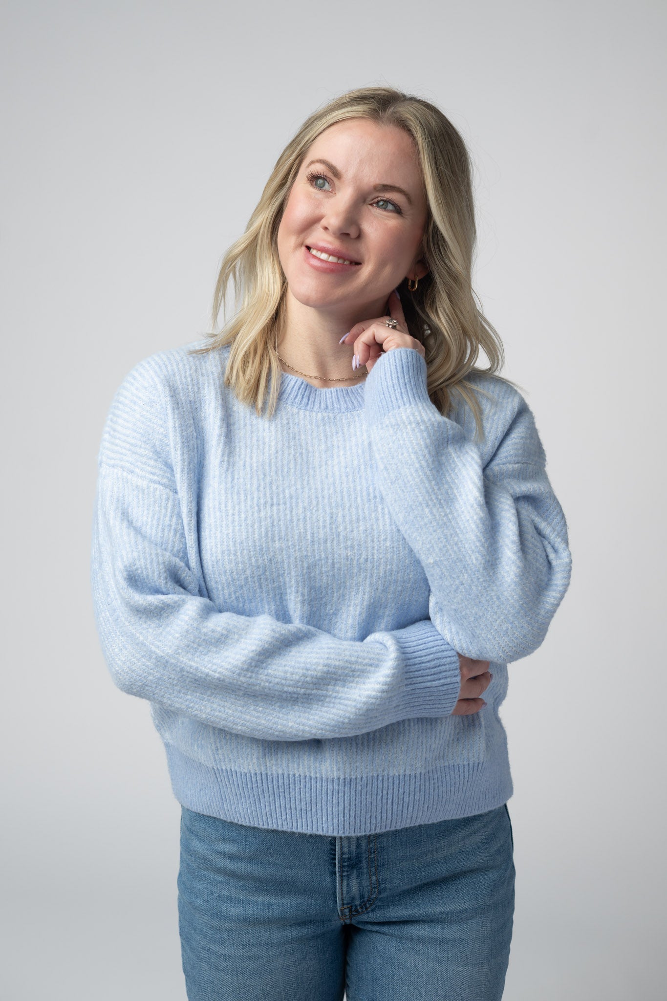 IN STOCK Josie Cozy Crew Sweater - Sky Blue FINAL SALE