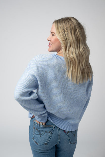 IN STOCK Josie Cozy Crew Sweater - Sky Blue FINAL SALE