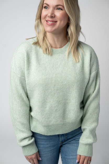 IN STOCK Josie Cozy Crew Sweater - Light Green