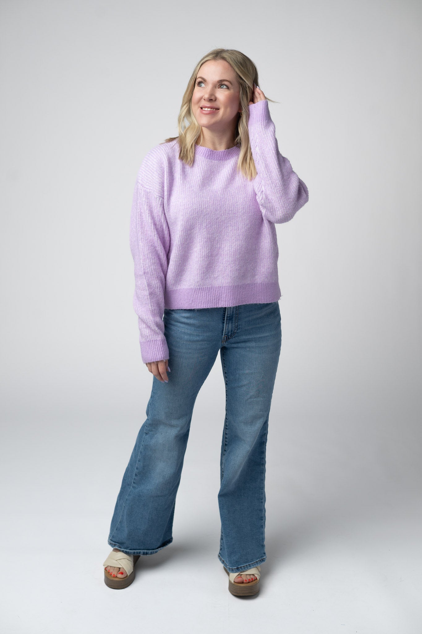 IN STOCK Josie Cozy Crew Sweater - Lavender