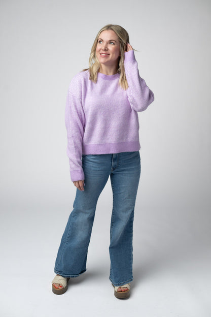 IN STOCK Josie Cozy Crew Sweater - Lavender
