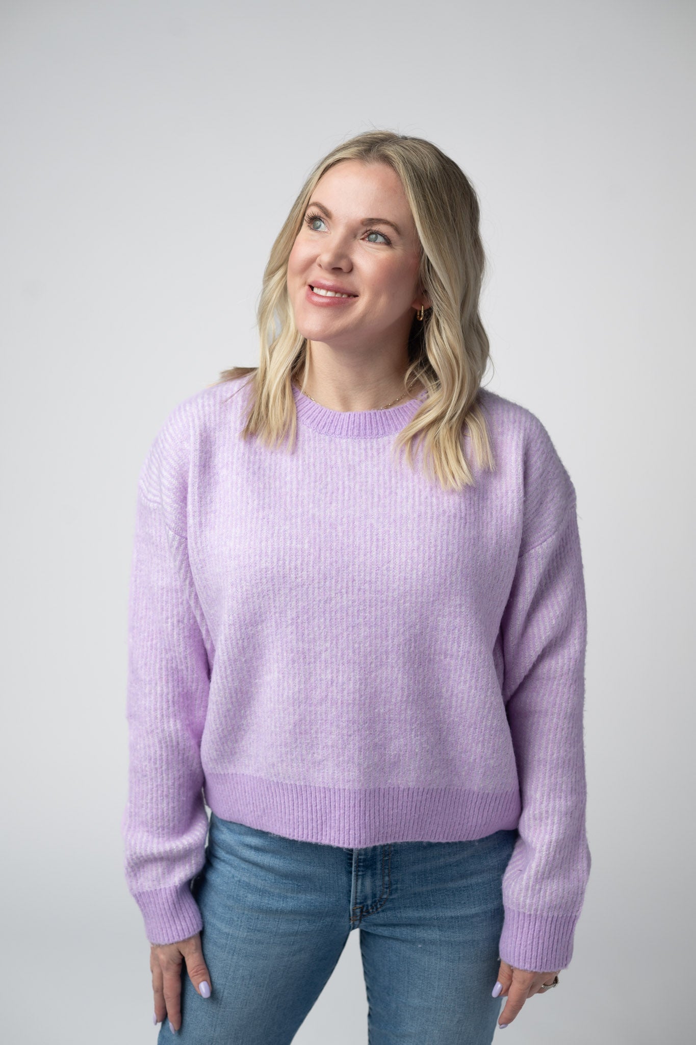 IN STOCK Josie Cozy Crew Sweater - Lavender
