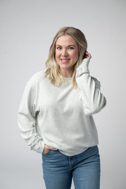IN STOCK Corrine Ribbed Pullover Top - Light Grey FINAL SALE