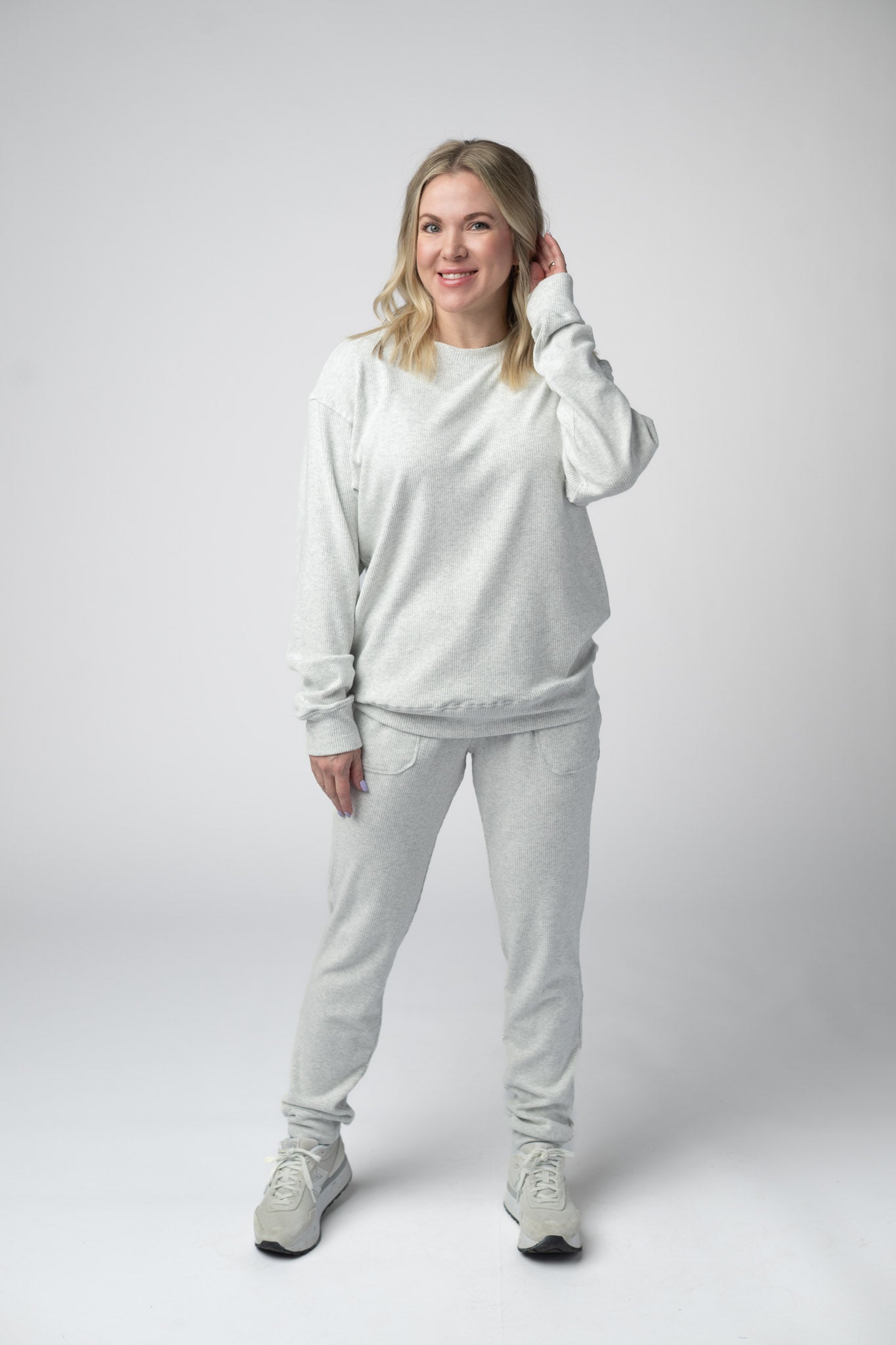 IN STOCK Corrine Ribbed Pullover Top - Light Grey FINAL SALE