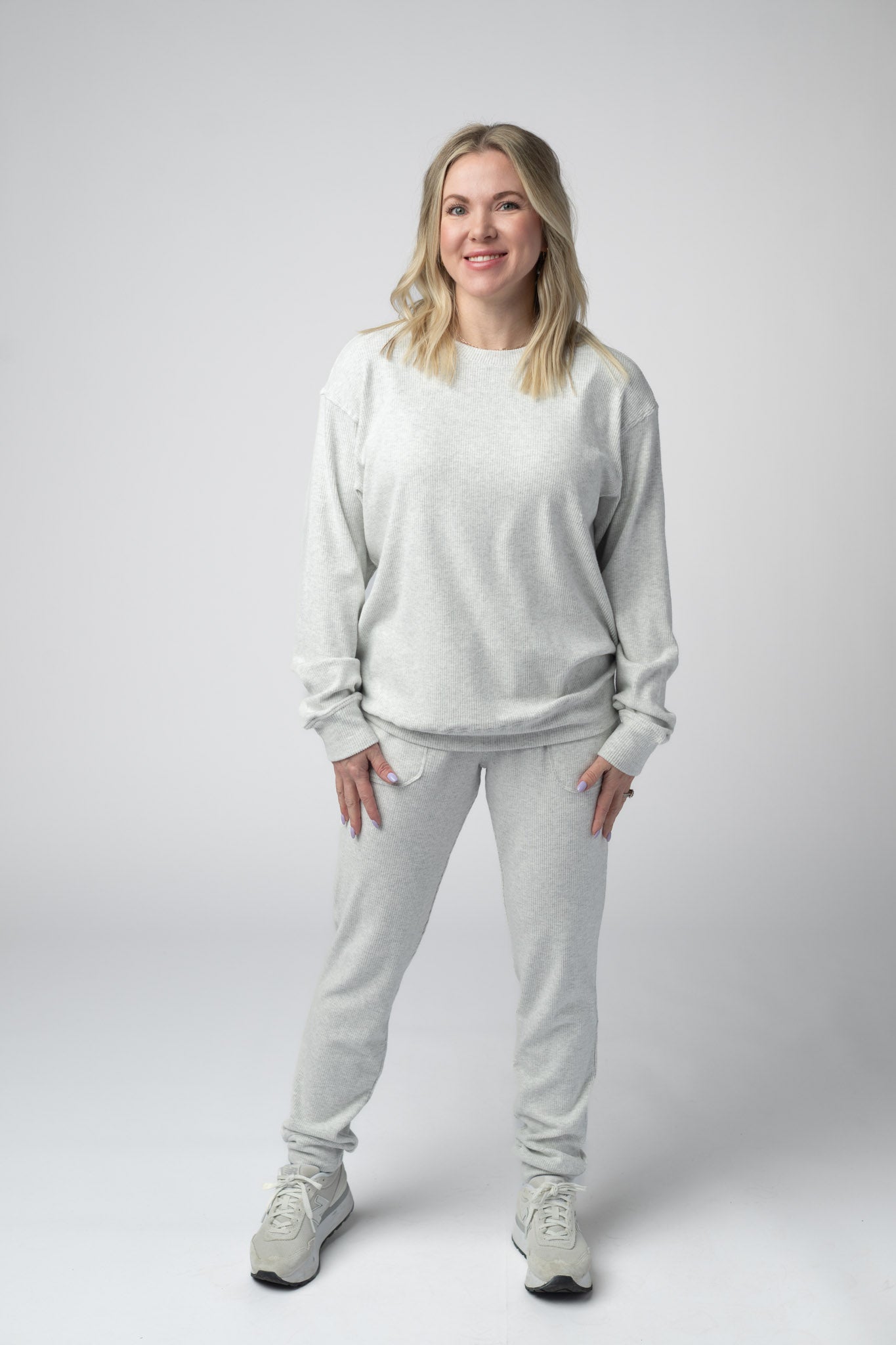 IN STOCK Corrine Ribbed Pullover Top - Light Grey FINAL SALE