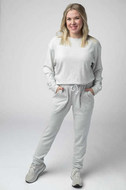 IN STOCK Corrine Ribbed Pullover Top - Light Grey FINAL SALE