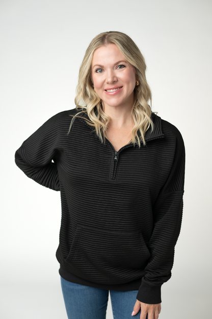 IN STOCK Tatum Quarter Zip - Black