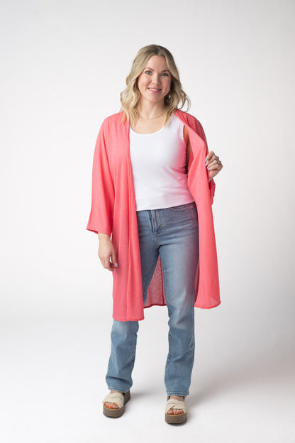 IN STOCK Ellie Cover-Up Kimono - Sunkissed Coral FINAL SALE