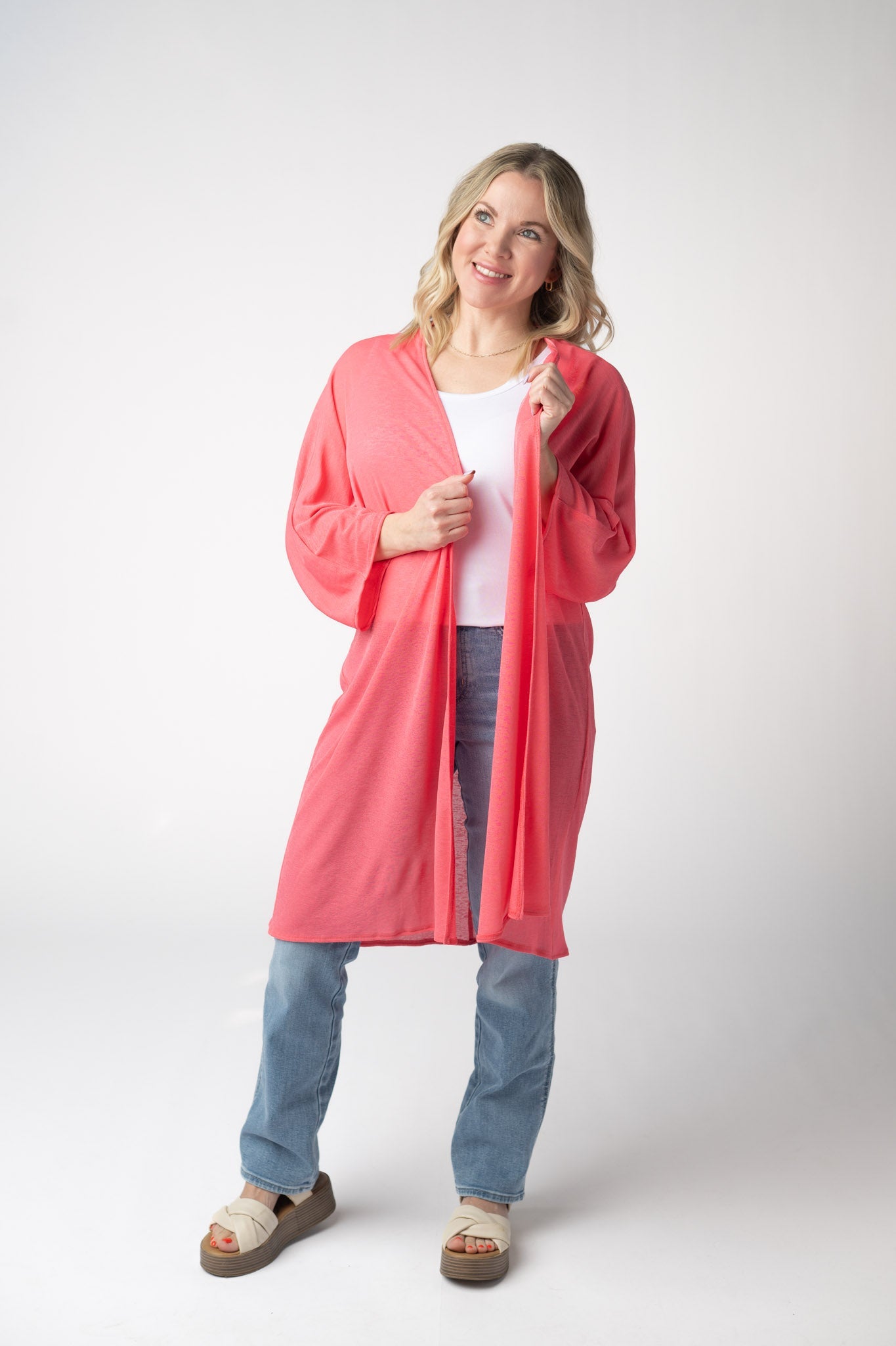 IN STOCK Ellie Cover-Up Kimono - Sunkissed Coral FINAL SALE