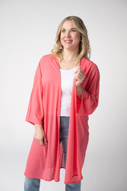 IN STOCK Ellie Cover-Up Kimono - Sunkissed Coral FINAL SALE